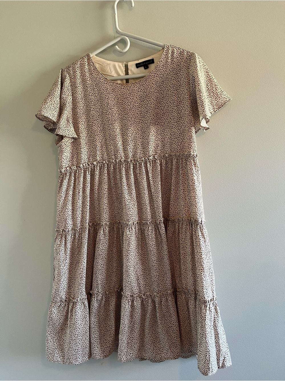 Wishlist Apparel Leopard Cream and Brown Tiered Mini Dress